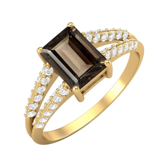 14k Vermeil Gold Natural Chocolate Quartz Ring - Picture 3 of 6